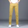 Pantalones Casuales Blancos de Algodón Puro de Lujo Ligero para Hombre de Verano, Estilo Coreano Modernos Rectos Delgados Largos, Nuevo Modelo 2026