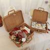 Marco de Hierro Ratán Caja de Almacenamiento Portátil Dulces de Boda Picnic Clásico Retro Recuerdo Caja de Almacenamiento para Salidas Almacenamiento Portátil