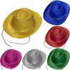 Sombrero de Copa con Ala Ancha y Polvo Dorado Sombrero Alto Sombrero de Jazz de Plástico Sombrero de Vaquero Disfraz Halloween Actuación Polvo de Brillo Sombrero de Mago