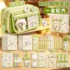 Gato Lindo con Tenedor Estuche Verde de 13 Capas Set de Papelería Premio de Jardín de Infancia Regalo de Regreso a Clases para Escuela Primaria