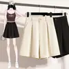 Shorts Geniales de Tallas Grandes para Mujer, Nuevo Estilo Traje Casual Blanco, Caída Suelta, Moldeadores, Falda-Shorts de Línea A de Cintura Alta Negros de Cinco Puntos para Primavera y Verano