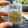 Clipes de papel dourados de fábrica 28MM PP Caixa com 100 peças de clipe de papel de metal Pasta de escritório