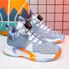 Nuevos Zapatos para Niños Hombres Tejido Volador Zapatos de Baloncesto Hebilla Giratoria de Moda Tenis para Niños Medianos y Grandes Zapatos para Correr