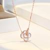 Anillo Doble de Plata de Ley S925 con Diamante Brillante y Nácar Collar de Trébol de Cuatro Hojas Femenino Ins Nicho Estilo K Cadena para Clavícula Dulce Romántica