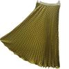 Verão 2025 Novo Estilo Chiffon Cintura Alta Slim Plissada Poá Comprimento Médio Saia Feminina Fashionável Saia Evasê