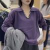 Suéter de Lentejuelas Grises con Cuello en V y Solapas para Finales de Otoño y Principios de Invierno, Estilo Perezoso y de Alta Gama, Suéter de Punto Holgado Súper Bonito para Mujer