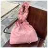 Bolsa de Lona Pequena Fresca Literária para Mulheres Verão 2024 Nova Tendência Coreana Bolsa Tote Plissada Versátil de Grande Capacidade