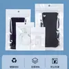 Filme Branco Perolado Saco Autovedante Yin Yang Furo para Pendurar Fone de Ouvido Transparente Saco com Puxador para Joias Saco de Embalagem Plástica Selado