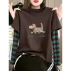 Camiseta de Manga Larga Rayada Falsa de Dos Piezas para Mujer Otoño 2026, Estilo Diseñador, Moderna, Versátil, de Nicho, Top Base Adelgazante