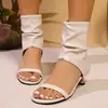 Botas de Calça de Nicho para Comércio Exterior Sandálias de Salto Alto para Mulheres Verão 2025 Novas Sandálias de Salto Agulha com Biqueira Aberta Sandálias Romanas de Salto Médio para Mulheres