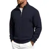 Sudadera de Otoño/Invierno 2026, Nuevo Estilo Americano para Hombre, Tejido Jacquard Texturizado de Peso Pesado, Media Cremallera, Cuello Alto, Corte Holgado, Casual para Viajes al Trabajo