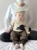 Conjunto Coreano Cool e Bonito para Bebê Outono e Inverno Bebê Desenho Animado Bonito Tricô Espesso Infantil Leggings Quentes
