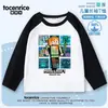 Camiseta de manga larga de Minecraft para niños, nueva camiseta básica de primavera y otoño, algodón puro con estampado de Minecraft