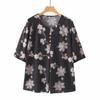Moda Verão para Meia-Idade e Idosos Camisa Casual com Gola Redonda Estampada Tamanho Plus Size Mãe Manga Curta Respirável Nova Camiseta Colorida