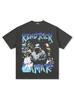 Camiseta de Manga Curta Estampada Cross-Border Retro Hip-Hop Kung Fu Kenny Kendrick High Street Pesada Gola Redonda Moletom com Capuz