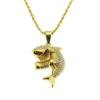 Venta caliente transfronteriza europea y americana hip hop callejero dibujos animados tiburón boxeo titanio acero dorado plateado colgante collar INS venta al por mayor