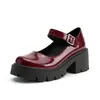 Zapatos Nuevos para Mujer de Primavera y Otoño Charol Retro 40-44 Zapatos de Academia Británica Suela Gruesa Mary Janes Talla Grande Comercio Exterior