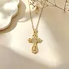 Tendencia de Moda Europea y Americana Transfronteriza Nuevo Collar Cruzado, Galvanizado en Oro Real, Estilo de Lujo Ligero, Diseño de Nicho, Venta al por Mayor