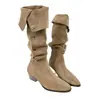Botas Curtas Western Cowboy de Bico Fino para Mulheres 2026 Outono/Inverno Botas Curtas com Salto Bloco Botas Longas com Salto Grosso Botas de Equitação de Bico Fino na Altura da Panturrilha para Mulheres