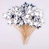Bolo plug-in glitter reflexivo amor coroa decorativa couro PU bandeira sobremesa assar cartão vestido 50 Pack