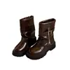 Botas Martin retro de media pantorrilla Maillard para mujer, otoño e invierno 2026, estilo británico, botas de pierna de pantalón plisada, botines de suela gruesa