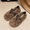 Zapatos de tacón bajo versátiles de cuero estilo cinturón para otoño e invierno para mujer, nuevos zapatos peludos sin cordones, ligeros y modernos con hebilla y suela suave