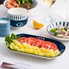 Conjunto de Jantar Tigela e Prato Estilo Japonês para Uso Doméstico, Tigelas e Hashis de Cerâmica Jingdezhen, Prato de Cerâmica Colorido com Peixe Sob Esmalte, Tigela de Cerâmica para Sopa