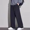 Marca da moda outono/inverno 2026, calça de moletom esportiva lisa e simples com forro de fleece para homens, estilo de rua retrô, corte solto, calça casual versátil