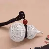 Pingente de Cabacinha Prateado Estilo Chinês Vintage com Corda, Colar de Cabacinha da Sorte com Filigrana Floral e o Caractere para Fortuna, Tendência Nacional para Atacado