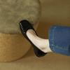 Flats Retro con Lazo de Punta Cuadrada de Boca Baja Flats de Tacón Bajo para Mujer Primavera y Otoño 2025 Nuevos Zapatos de Charol para Mujer Zapatos de Boda