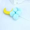 Decoración para Pastel de Cumpleaños Nubes de Bolas de Pelo Globo de Aire Caliente Luna Arcoíris Globo de Estrella Blanca Tarjeta para Insertar Nube Blanca