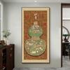 Pintura decorativa de estilo antiguo medio con flores y pájaros para pasillo, pintura de calabaza Baifu, fresco, para sala de estar, pasillo, pintura colgante de nuevo estilo chino