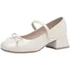 Nuevos zapatos de mujer estilo francés plateados Mary Jane 2026, bailarinas de punta fina, zapatos de tacón sencillos elegantes, tacones altos de perlas, zapatos pequeños de piel