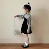 Vestidos e Saias para Meninas do Ensino Fundamental e Médio, Roupas de Outono, Novo Estilo Coreano, Roupas para Bebês e Crianças, Vestidos de Princesa de Manga Longa para Primavera e Outono