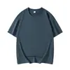 Camiseta unisex de alta calidad, 290g, doble hilo, algodón puro, peso pesado, hombros caídos, manga corta, color liso, cuello redondo, camiseta básica de estilo americano, corte holgado