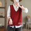 Nova Colete de Algodão Sem Mangas de Primavera Feminino Curto Tricô Camisa Top Slim Look Casual Suéter Colete Versátil Colete