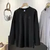 ¡Bordado de Cabeza de Tigre de Alta Resistencia! Sudadera de Algodón Peinado Color Sólido Cuello Redondo Otoño Camiseta de Moda Casual Camiseta Base para Hombre