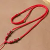 Cordón para Colgante de Ágata Roja del Sur y Cinabrio Tejido a Mano, Cuerda de Joyería para Cuello Simple de Alta Gama, Cordón de Collar Unisex