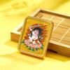 Caja de Pintura Thangka de Latón con Bodhi Zaki Lhamo Buda de la Medicina y Riqueza Amarilla Dorados Estilo Tibetano Imagen Intercambiable Cuadrada Colgante Caja Gawu