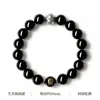 Pulsera de Obsidiana Negra Natural para Mujer con Cuentas de Mantra de Seis Caracteres, Pulsera de Pareja, Regalo de San Valentín para Hombres