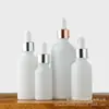 Em estoque atacado frasco de porcelana branca de 30ml frasco de óleo essencial frasco conta-gotas branco frasco de óleo essencial de porcelana branca frasco de vidro Jade Branco