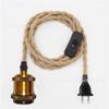 Lustre Retro de Corda de Cânhamo Cabo Soquete de Lâmpada E27 Parafuso Grande com Plugue e Cabo Criativo Quarto Casa Plug-in Cabo com Interruptor