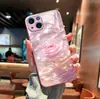 Ondas de Água Sonhadoras Flor Colorida Tridimensional Capa de Vidro de Alta Qualidade para iPhone 15 Capa Protetora Apple 17