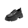 Zapatos de Cuero de Suela Gruesa Estilo Británico para Mujer 2026 Nuevo Primavera Mary Jane Mocasines de Moda Versátiles Zapatos Negros JK Individuales