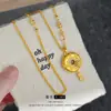 Collar Dorado Arena con Hebilla de Seguridad de Calabaza de Diamante de Punto Antiguo para Mujer Estilo Nacional Nuevo Colgante Chinoiserie Fu Lu Xiangyun Cadena para la Clavícula Venta al por Mayor