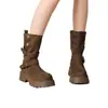 Botas Western Curtas Femininas com Solas Grossas para Aumento de Altura, Novas Botas Estilo Martin Super Populares Outono e Inverno 2026, Botas de Cano Curto com Uso Duplo
