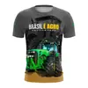 Camiseta Masculina Casual Solta com Gola Redonda, Estampa Digital 3D, Nova Bandeira Nacional, Transfronteiriça, Tamanho Grande, Manga Curta