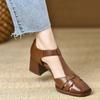 Zapatos de Tacón Alto Cuadrados, Cómodos, Nuevo Estilo Verano y Primavera 2026, Tacón Grueso, Hebilla Hueca, Sandalias de Jaula para Mujeres, Verano