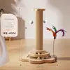 Arranhador para gatos, resistente ao desgaste e anti-queda, com poste de sisal para arranhar gatos, brinquedo para gatinhos, bastão para provocação de gatos, estrutura de escalada integrada para autoentretenimento