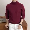 Suéter de lana para hombre, cuello alto, nuevo estilo de invierno, casual de alta gama, engrosado para abrigar, color liso, prenda base de punto